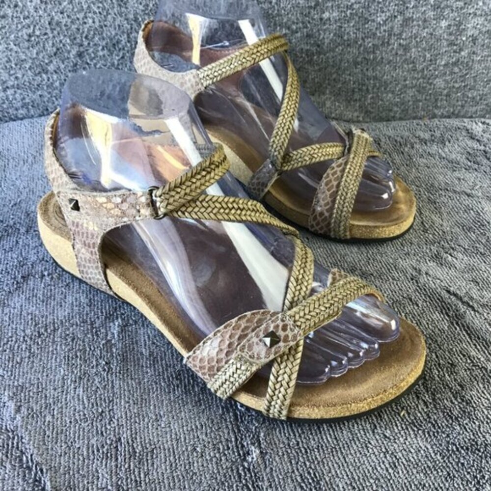 TAOS Trulie Snake Print Tan Leather Open‎ Toe Ankle Strap Sandals EU 37|US 6-6.5 - Picture 2 of 12